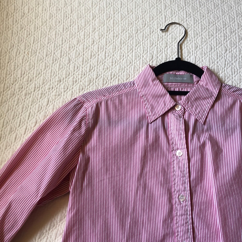 Liz Claiborne pink stripes button down